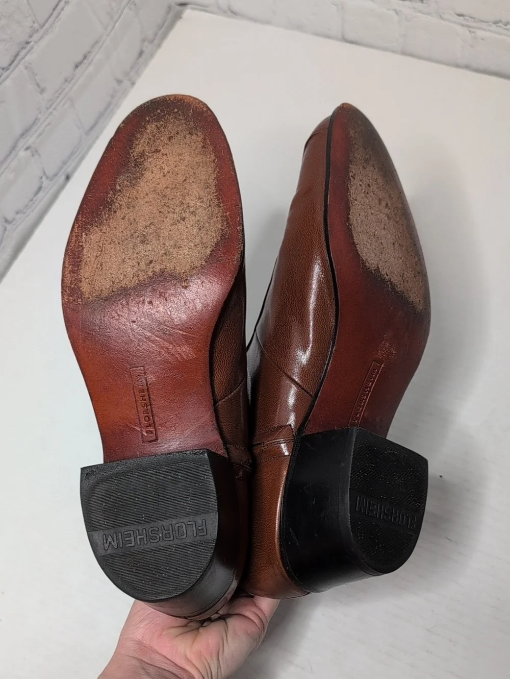 Florsheim Duke Leather Side Zip Bike Toe Ankle Boots Brown